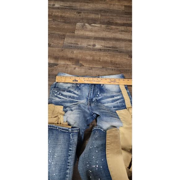 Smoke Rise Men's Acid Light Wash Distressed Canvas Blue Jeans Size 32x32. 2181 - Picture 6 of 7